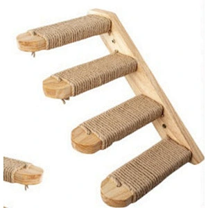 Newest arrival solid wood wall-mounted climbing ladder cat climbing frame with sisal cat toy multi-layer cat stand