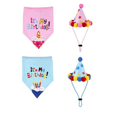 Wholesale Cat Dog Birthday Supplies Dog Birthday Bandana and Hats