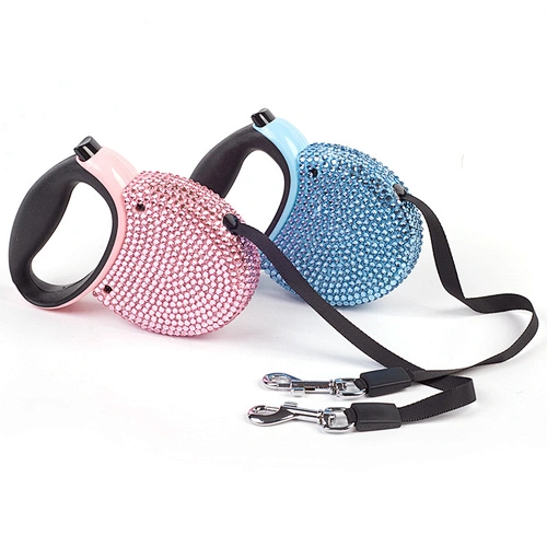 Pet Automatic Retractable Traction Rope Designer Diamond Rhinestone Retractable Dog Leash