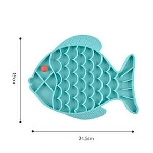 Pet Cat Dog Lick Mat Interactive Fish Shape Silicone Slow Feeder Dog Bowl