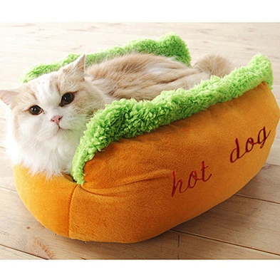 Cute hot dog pet kennel removable and washable pet mat winter dog bed