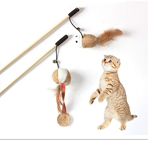 2020 the wooden pole funny cat stick cat mouse toy