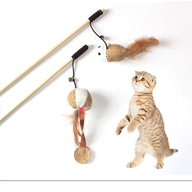 2020 the wooden pole funny cat stick cat mouse toy