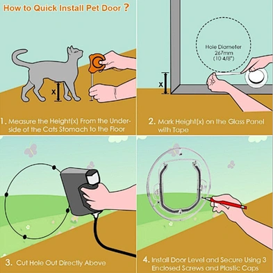 Hot sale Pet Door 4-Way Locking Silent Action Cat Flap Dog Cat Door
