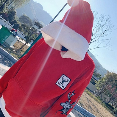 Holiday Christmas Dog And Owner Clothes Luxury Hoodie Soft Winter Large Dog Christmas Clothes With Hat