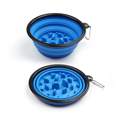 Custom Collapsible Plastic Dog Bowl Cheap Portable Folding Slow Feeder Dog Bowl