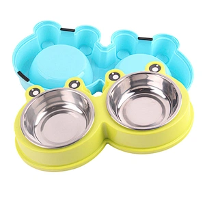 Hot sale stainless steel pet bowl non-slip pet double bowl food and water dog bowl