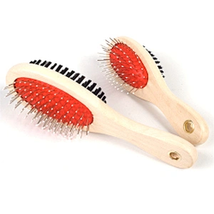 Wholesale dog hair grooming comb for dogs with wooden handle dual-purpose open-knot comb for large dogs