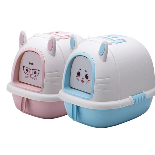 Hot sale fully enclosed litter box rabbit cat toilet cartoon cat litter box