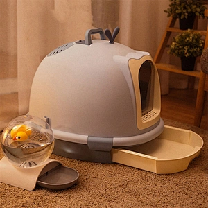 Wholesale luxury cat litter box toilet door with drawer cleaning cat toilet box