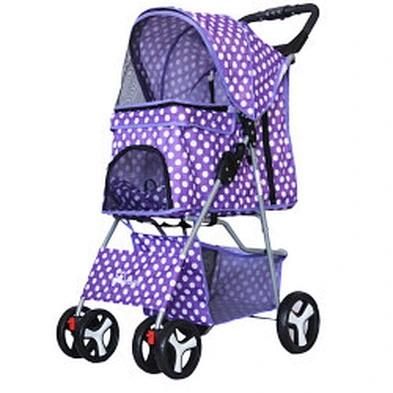 4 Wheels Pet Dog Jogger Stroller One-Click Folding Travel Pet Carrier Trolley Stroller For Dogs