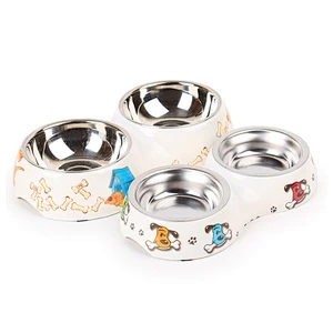 Custom Pet Food Bowl Feeder Eco Friendly Stainless Steel Double Elevated Dog Bowl