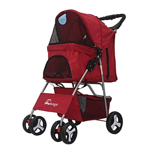 4 Wheels Pet Dog Jogger Stroller One-Click Folding Travel Pet Carrier Trolley Stroller For Dogs