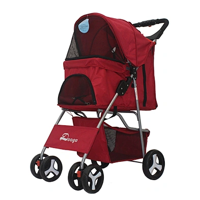 4 Wheels Pet Dog Jogger Stroller One-Click Folding Travel Pet Carrier Trolley Stroller For Dogs