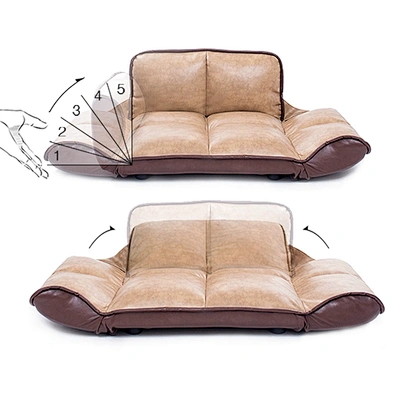 Luxury Orthopedic Dog Bed Sofa PU Leather Designer Foldable Raised Large Dog Beds