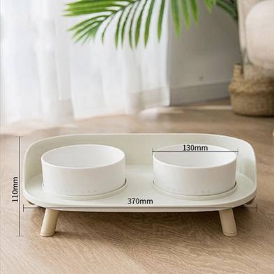 Wholesale dog double bowl anti-tipping cat food bowl ceramic pet bowl