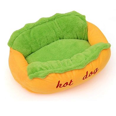 Cute hot dog pet kennel removable and washable pet mat winter dog bed