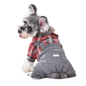 Hot Sale Dog Overalls Pet Casual Coat Plaid Stitching Dog Clothes