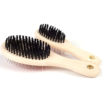 Wholesale dog hair grooming comb for dogs with wooden handle dual-purpose open-knot comb for large dogs