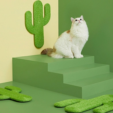 Sisal Cat Scratch Post Durable Floor And Wall Mounted Cactus Cat Scratching Pad