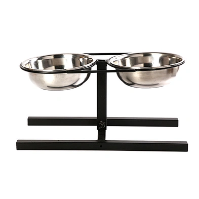 Wholesale Cheap Adjustable Raised Dog Bowl Stand With Double Stainless Steel Food Water Bowls