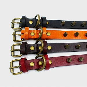 Wholesale Dog Collar Adjustable Waterproof Luxury Spiked Leather Dog Collar With Rivet