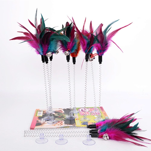 Wholesale price cat automatic toy string sucker bells spring cat toy set