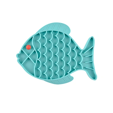 Pet Cat Dog Lick Mat Interactive Fish Shape Silicone Slow Feeder Dog Bowl