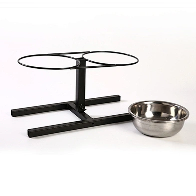 Wholesale Cheap Adjustable Raised Dog Bowl Stand With Double Stainless Steel Food Water Bowls