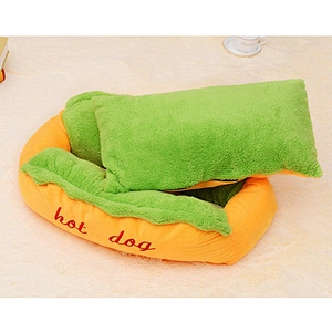 Cute hot dog pet kennel removable and washable pet mat winter dog bed