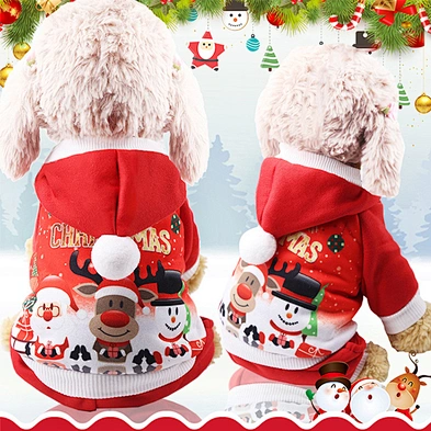Cheap Pet Apparel Warm Winter Christmas Dog Clothes With Hat