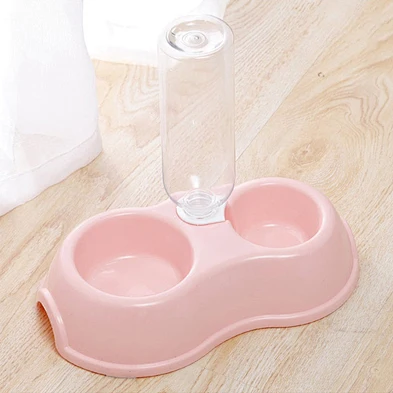 Hot Sale Plastic Elevated Raised Pet Bowl Plastic Cat Dog Bowl With Drinking Bottle