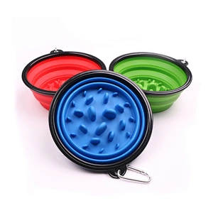 Custom Collapsible Plastic Dog Bowl Cheap Portable Folding Slow Feeder Dog Bowl