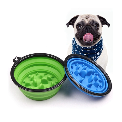 Custom Collapsible Plastic Dog Bowl Cheap Portable Folding Slow Feeder Dog Bowl