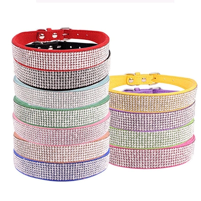 Cute Sparkling Small Dog Collars In Bulk Designers Rhinestone Leather Dog Collar
