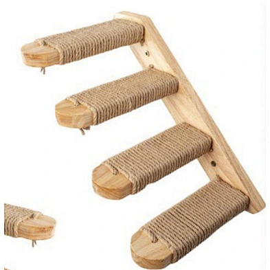 Newest arrival solid wood wall-mounted climbing ladder cat climbing frame with sisal cat toy multi-layer cat stand