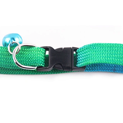 High quality rainbow pet dog collar and leash cheapest rainbow rope dog leash with bell