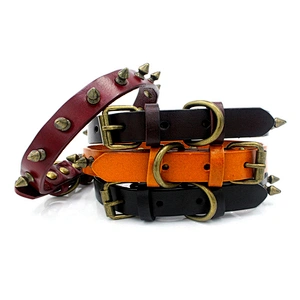 Wholesale Dog Collar Adjustable Waterproof Luxury Spiked Leather Dog Collar With Rivet