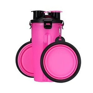Wholesale Travel Pet Water And Food Bottle 2 In 1 Plastic Portable Dog Water Bottle With Bowl
