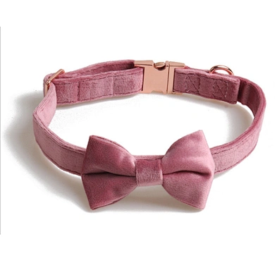 New Cat Pet Collar Adjustable Designer Personalized Velvet Dog Collar And Leash Set With Bow