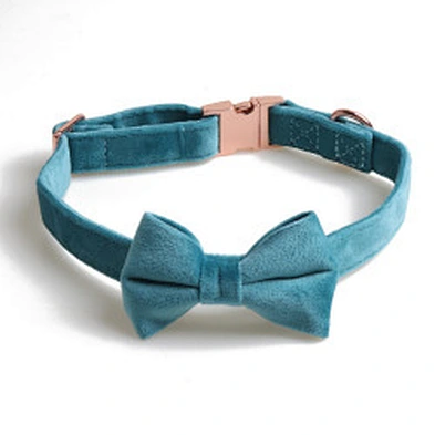 New Cat Pet Collar Adjustable Designer Personalized Velvet Dog Collar And Leash Set With Bow
