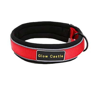 Customized Logo Nylon Pet Collar Waterproof Comfortable Padded Dog Collar With Reflective Strip