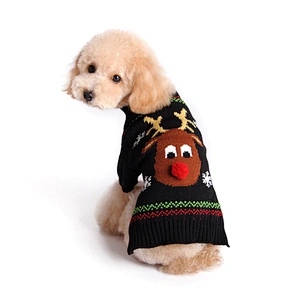 New Year Pet Dog Sweater Vest Clothes Wholesale Winter Warm Soft Christmas Dog Clothes