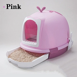 Wholesale luxury cat litter box toilet door with drawer cleaning cat toilet box