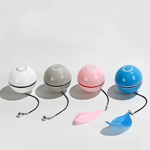 USB charging smart random ball for cat colorful rolling ball with ferthers funny cat ball toy