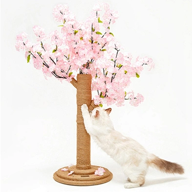 Vertical Cat Scratcher Tree Cherry Blossom Cat Scratching Post With Sisal Rope