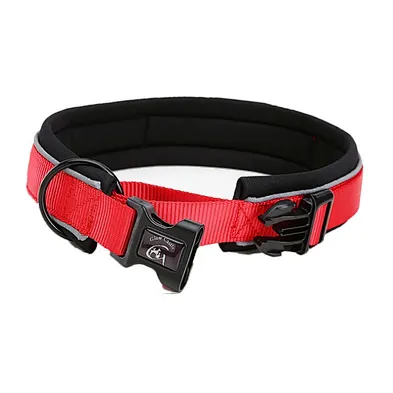 Customized Logo Nylon Pet Collar Waterproof Comfortable Padded Dog Collar With Reflective Strip