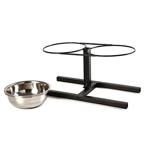 Wholesale Cheap Adjustable Raised Dog Bowl Stand With Double Stainless Steel Food Water Bowls