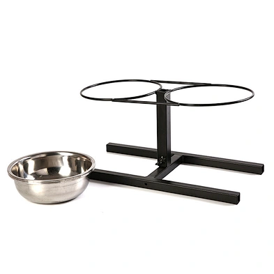 Wholesale Cheap Adjustable Raised Dog Bowl Stand With Double Stainless Steel Food Water Bowls