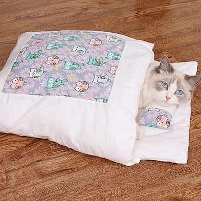 Japanese cat bed cat sleeping bag removable and washable pet bed for winter